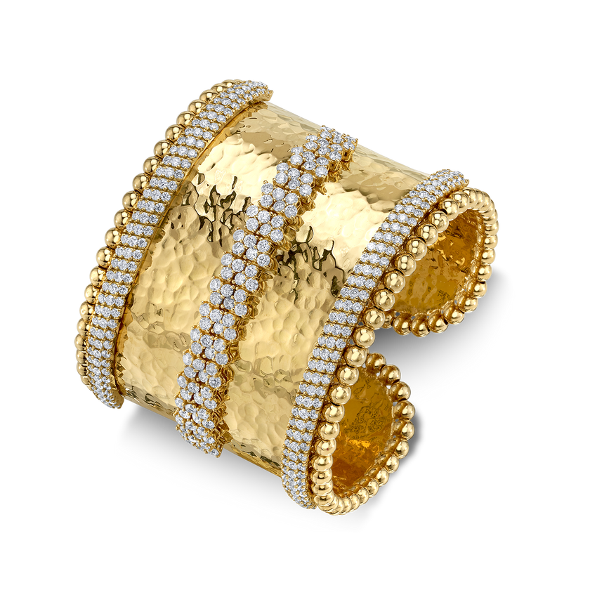 deBoulle Collection Hammered Yellow Gold Cuff