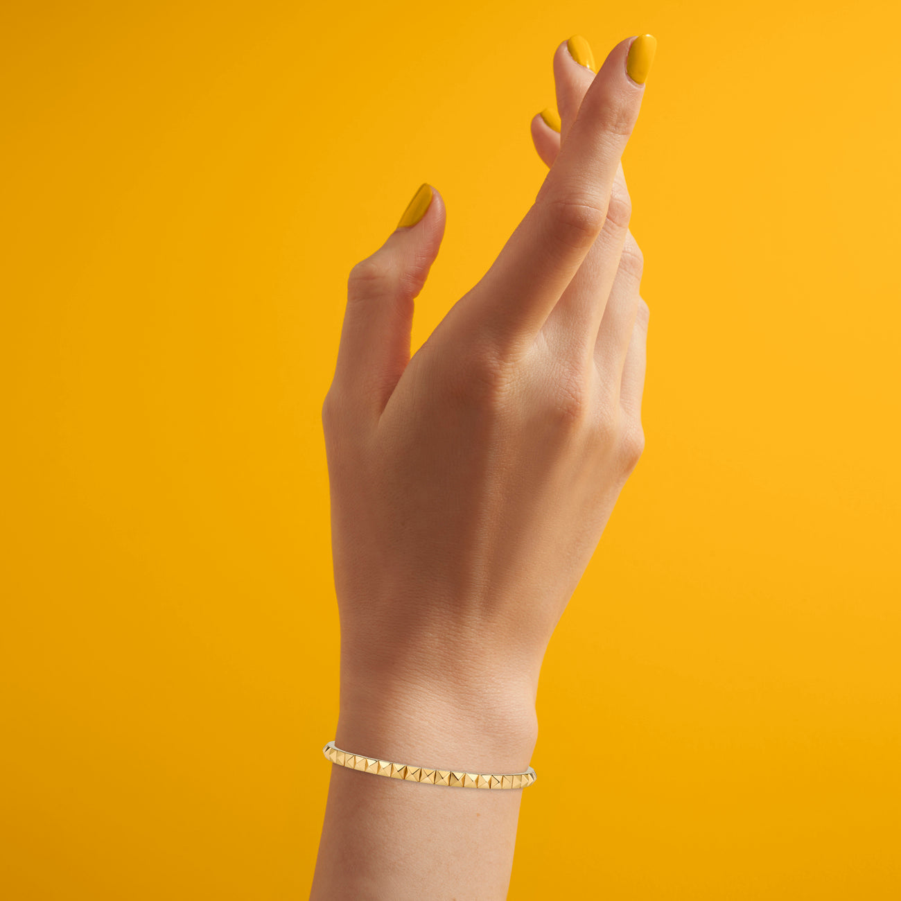 Studded Pyramid Bracelet in Yellow Gold