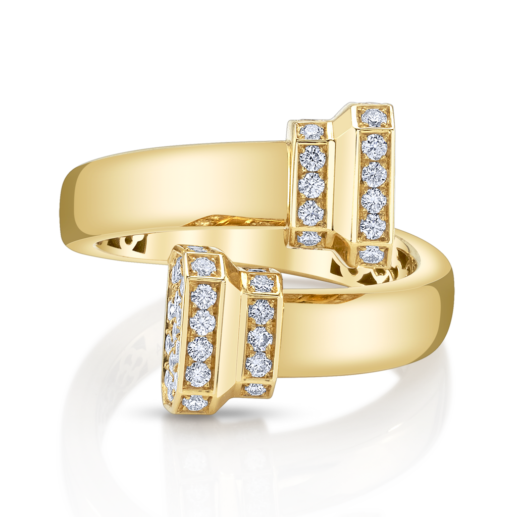 Signataire Open Bypass Ring Yellow Gold