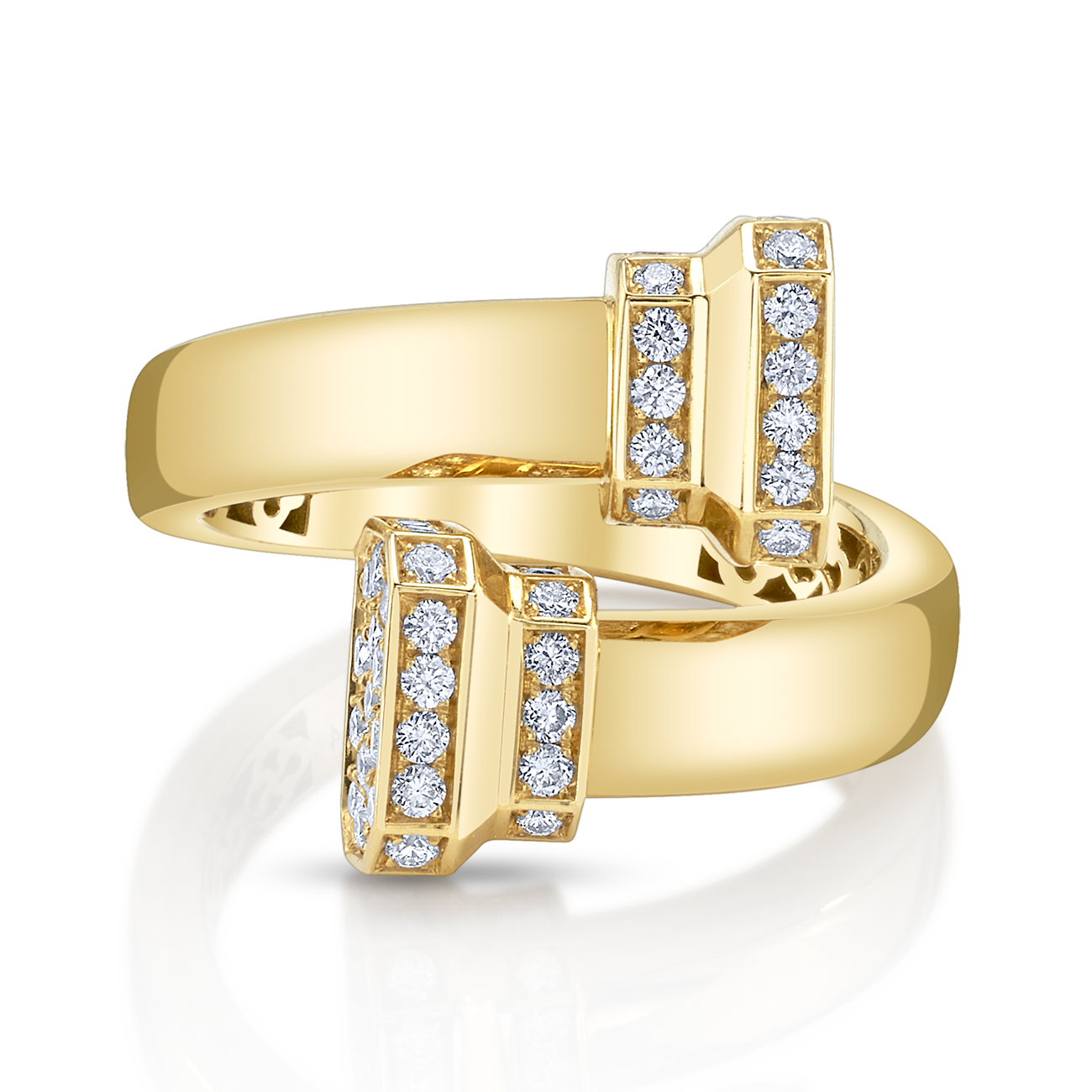 Signataire Open Bypass Ring Yellow Gold