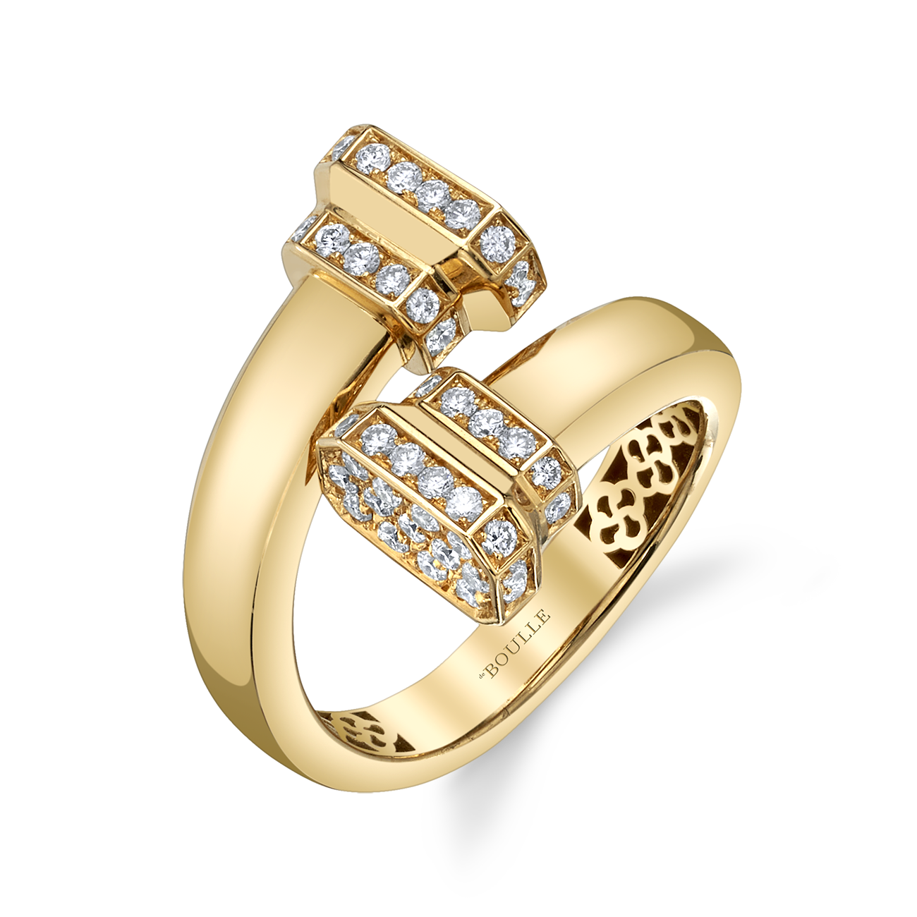 Signataire Open Bypass Ring Yellow Gold