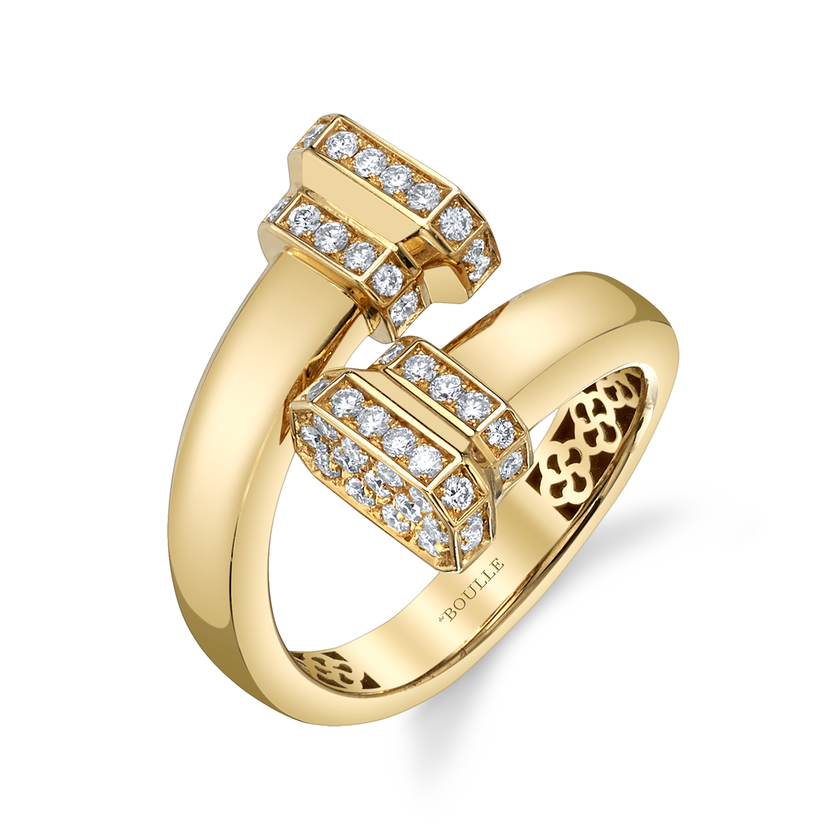 Signataire Open Bypass Ring Yellow Gold