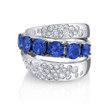 Three Row Sapphire and Diamond Ring