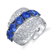 Three Row Sapphire and Diamond Ring