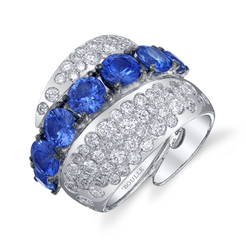 deBoulle Collection Three Row Sapphire and Diamond Ring