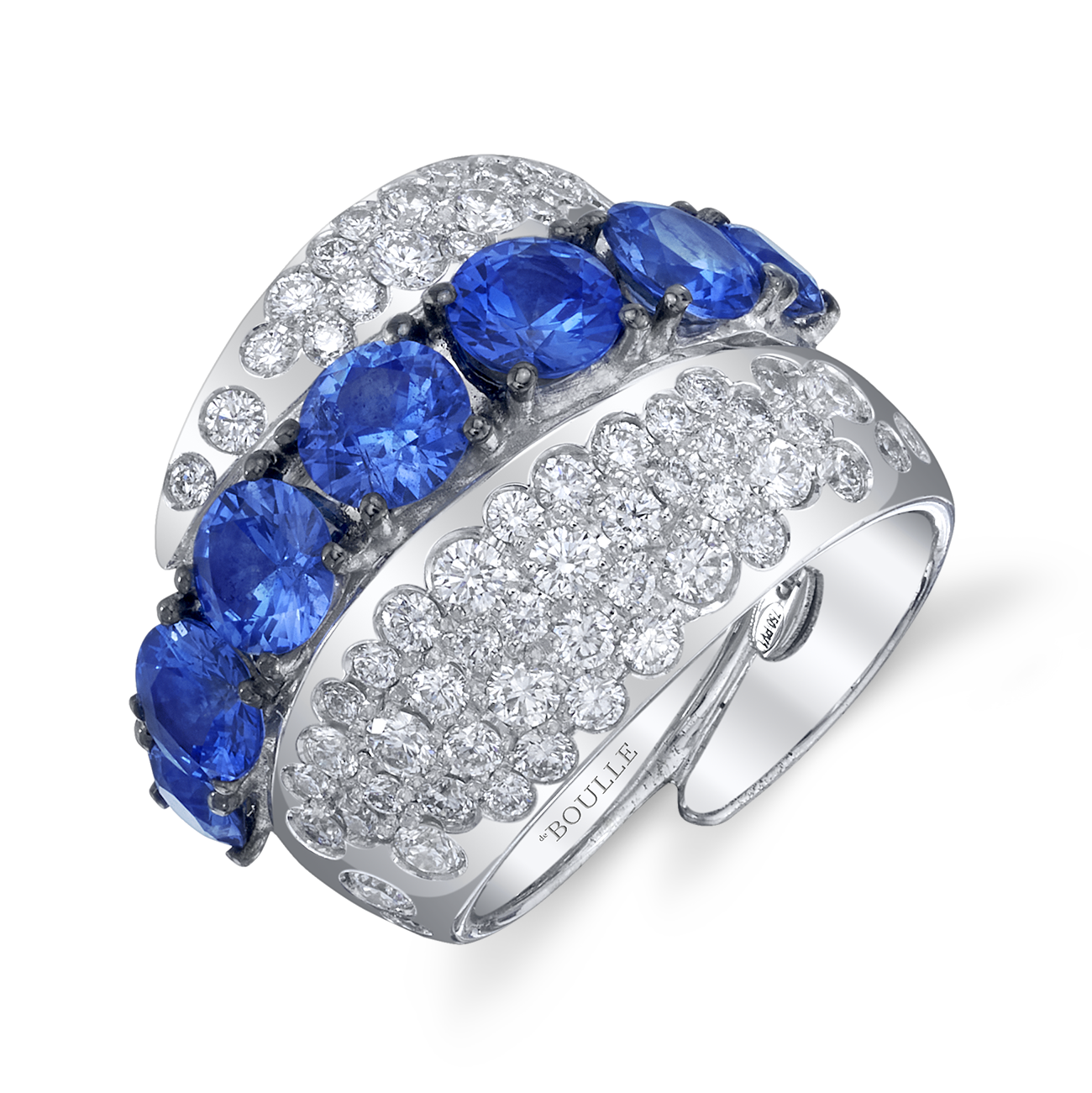 Three Row Sapphire and Diamond Ring