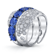 Three Row Sapphire and Diamond Ring