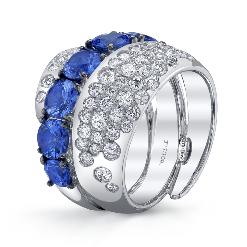 deBoulle Collection Three Row Sapphire and Diamond Ring