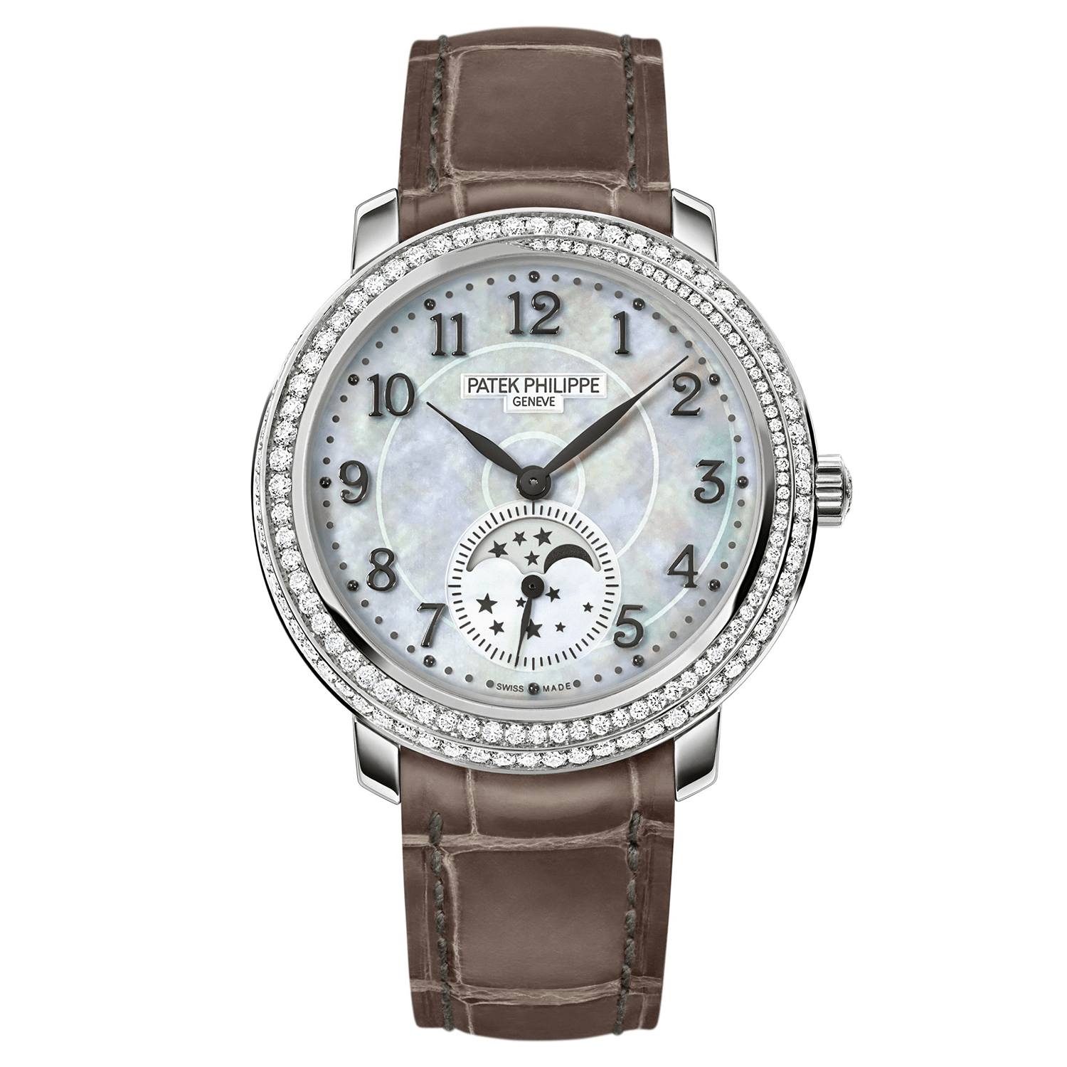 Patek Philippe 4968G-010 Ladies' White Gold, Pearl, and Diamond Ribbon Joaillerie with Moon Phases - Complications