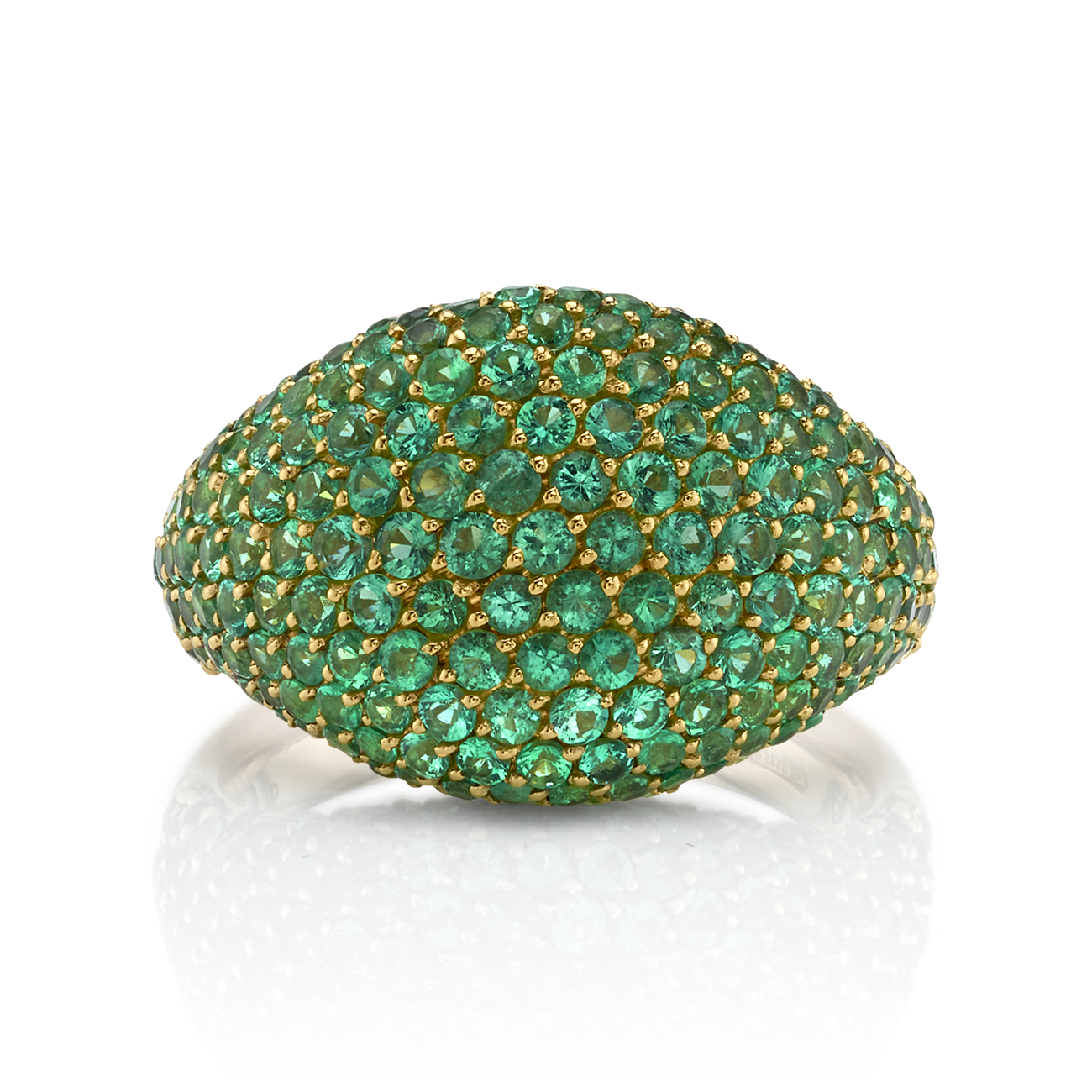 PavÃ© Domed Ring with Emeralds