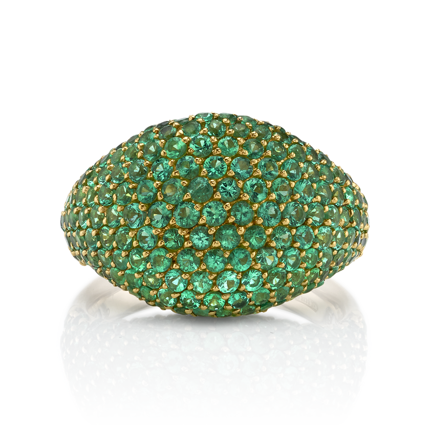 deBoulle Collection Pavé Domed Ring with Emeralds