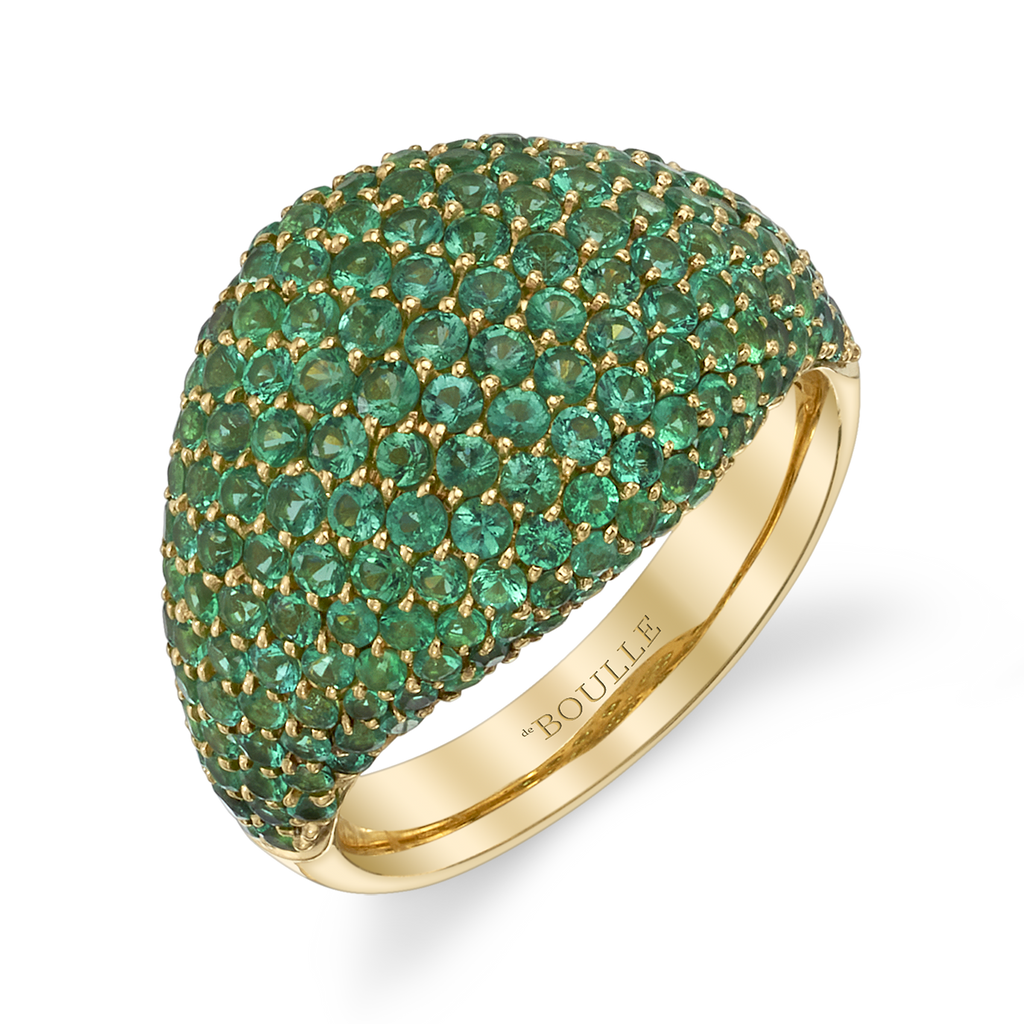 PavÃ© Domed Ring with Emeralds