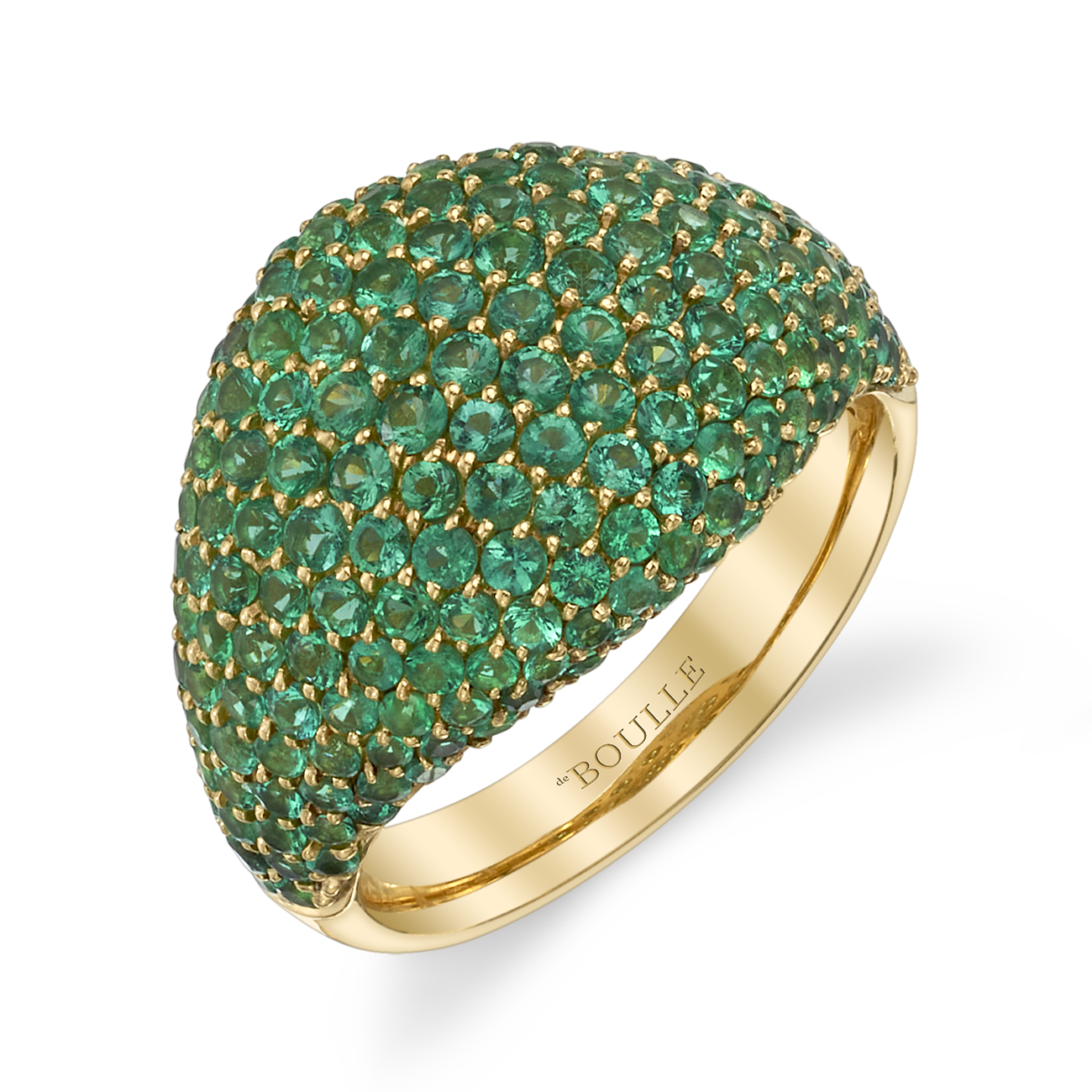 PavÃ© Domed Ring with Emeralds