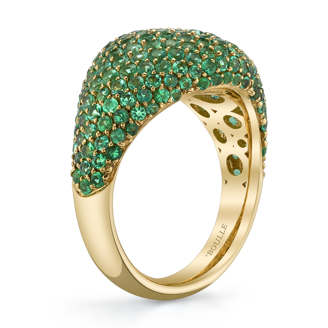 PavÃ© Domed Ring with Emeralds