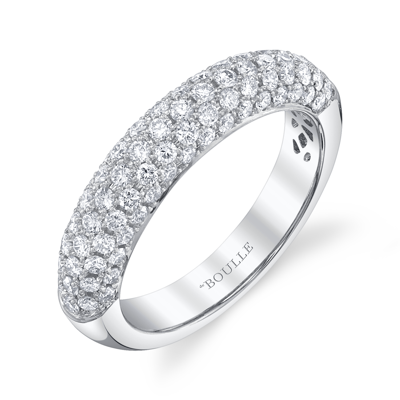 Posh Stackable Ring with Diamonds in White Gold