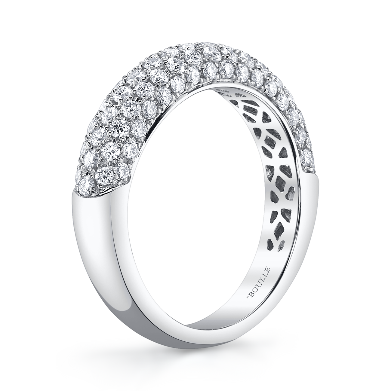 Posh Stackable Ring with Diamonds in White Gold