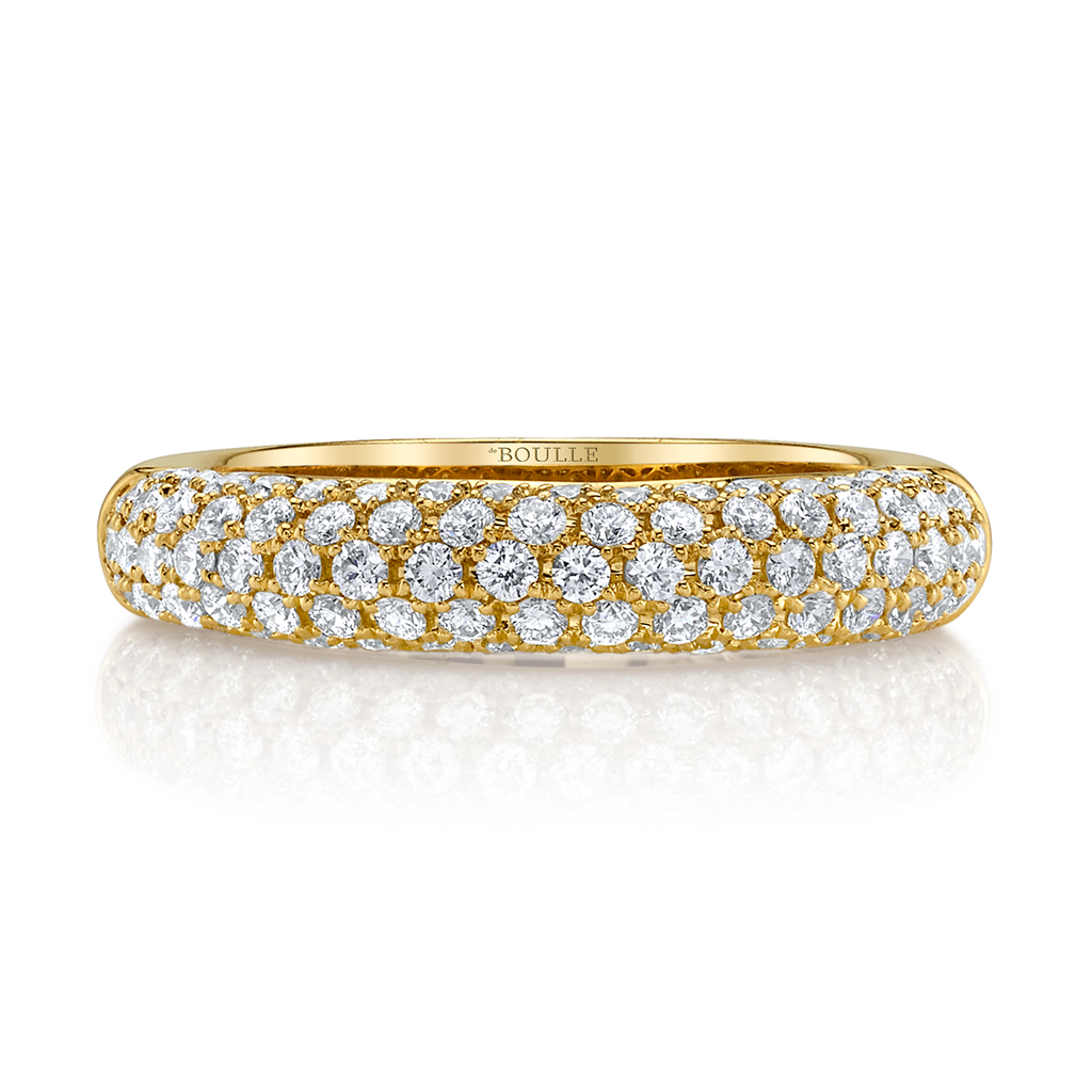 Posh Stackable Ring with Diamonds in Yellow Gold