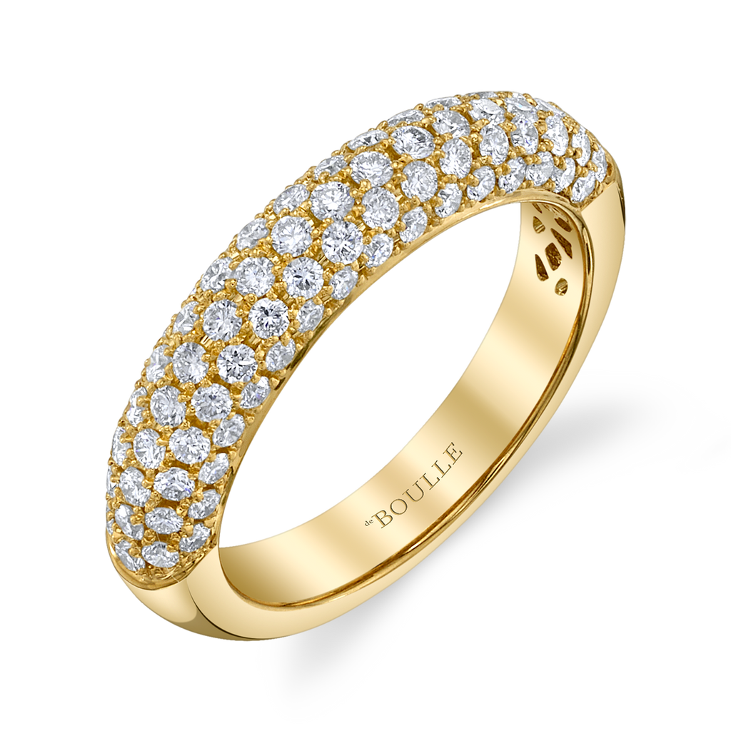 Posh Stackable Ring with Diamonds in Yellow Gold