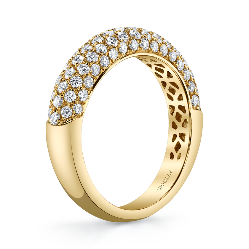 deBoulle Collection Posh Stackable Ring with Diamonds in Yellow Gold