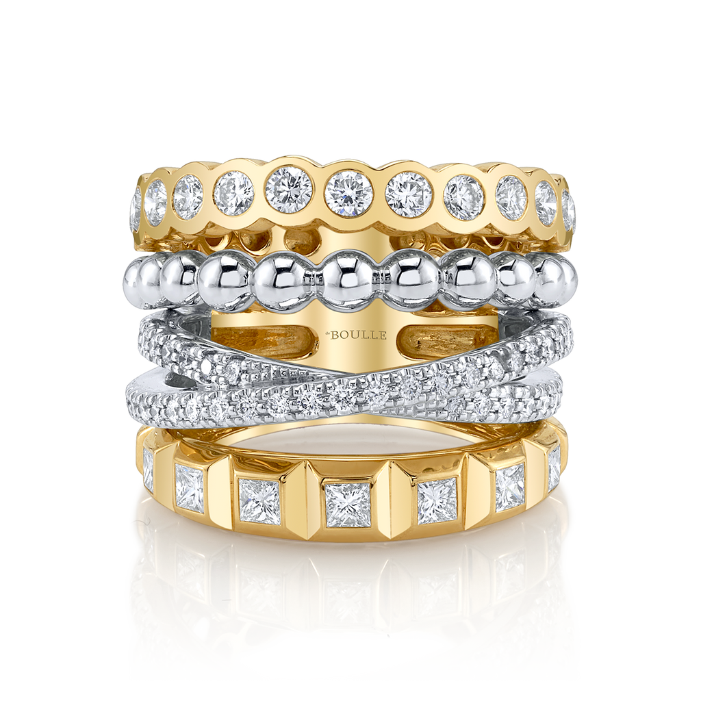 Modern Retro Band with Diamonds in Yellow Gold