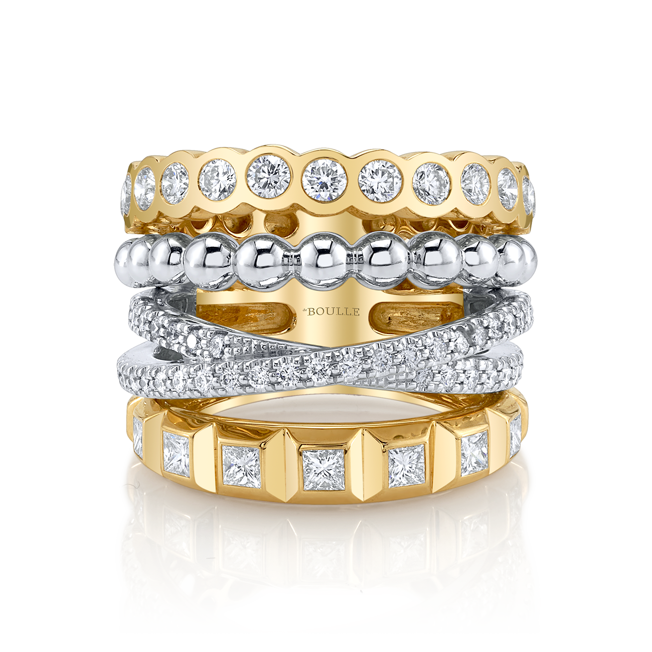 Modern Retro Band with Diamonds in Yellow Gold