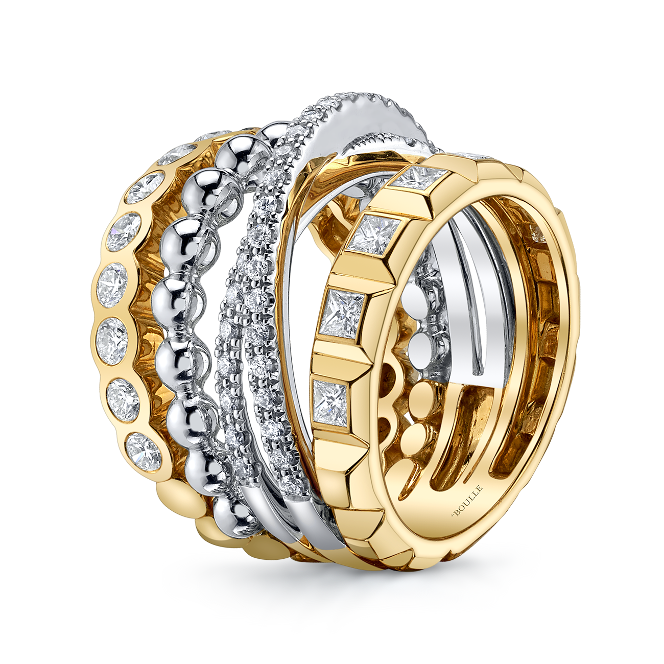 Modern Retro Band with Diamonds in Yellow Gold