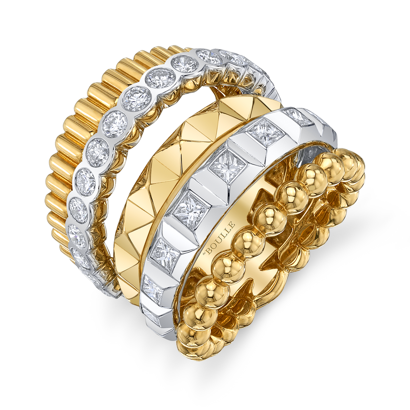 Modern Retro Band with Diamonds in White Gold