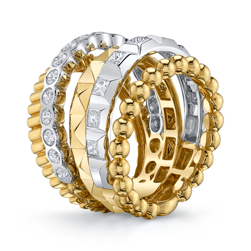 Modern Retro Band with Diamonds in White Gold