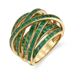 Square Emerald Ring with Interwoven Bands