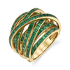 Square Emerald Ring with Interwoven Bands