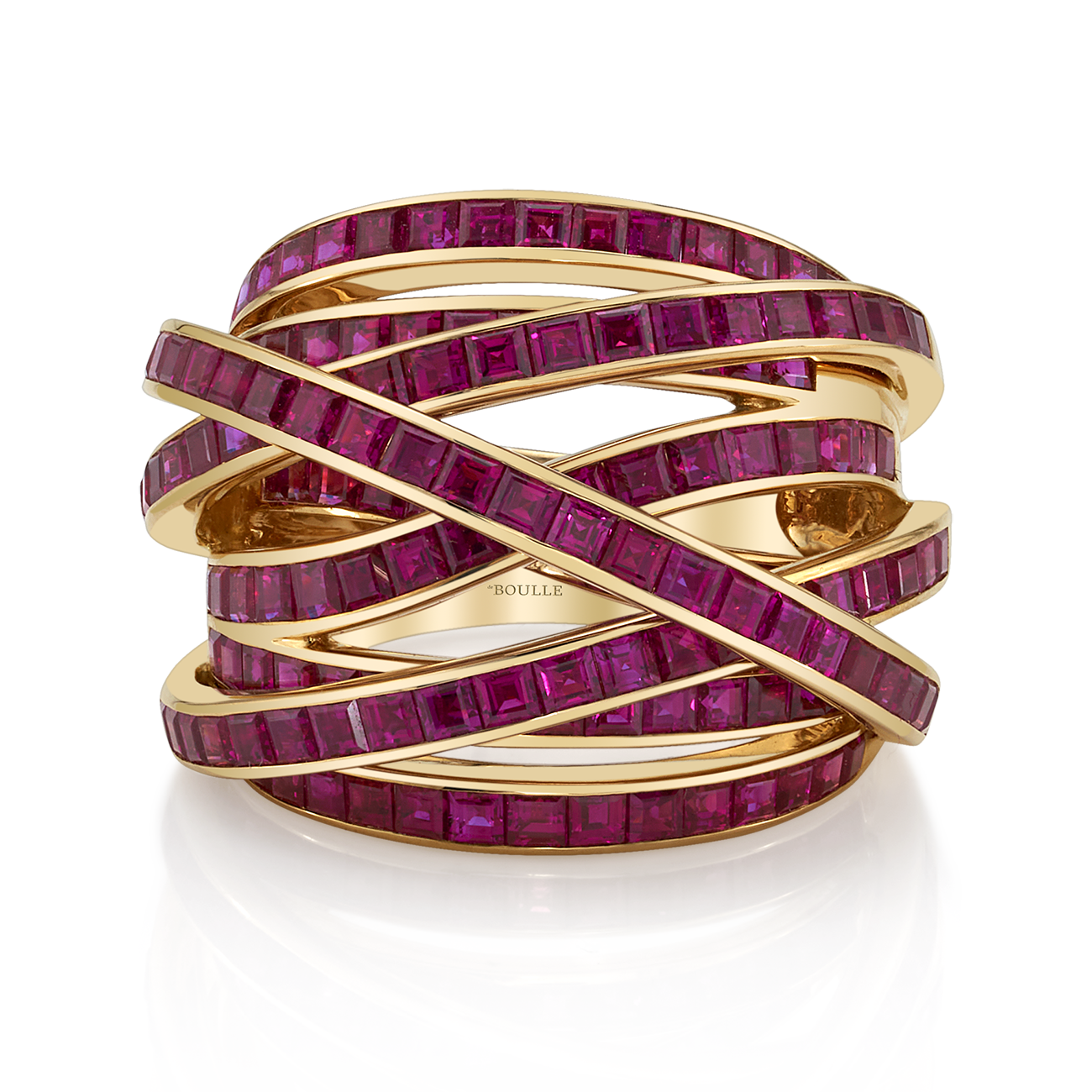 Square Ruby Ring with Interwoven Bands