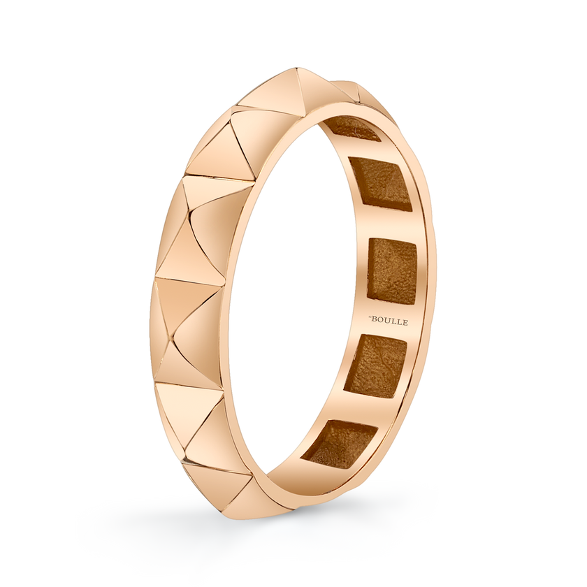 Studded Pyramid Ring in Yellow Gold