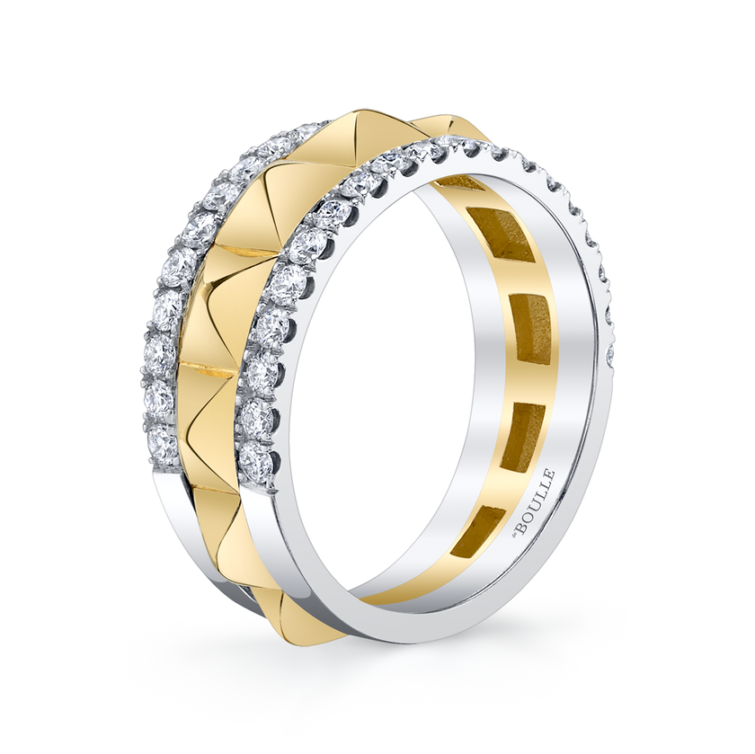 Studded Pyramid Ring with Diamonds