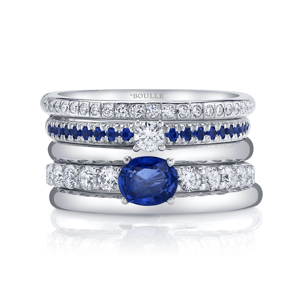 Cinq Ring with Sapphires and Diamonds