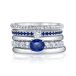 Cinq Ring with Sapphires and Diamonds