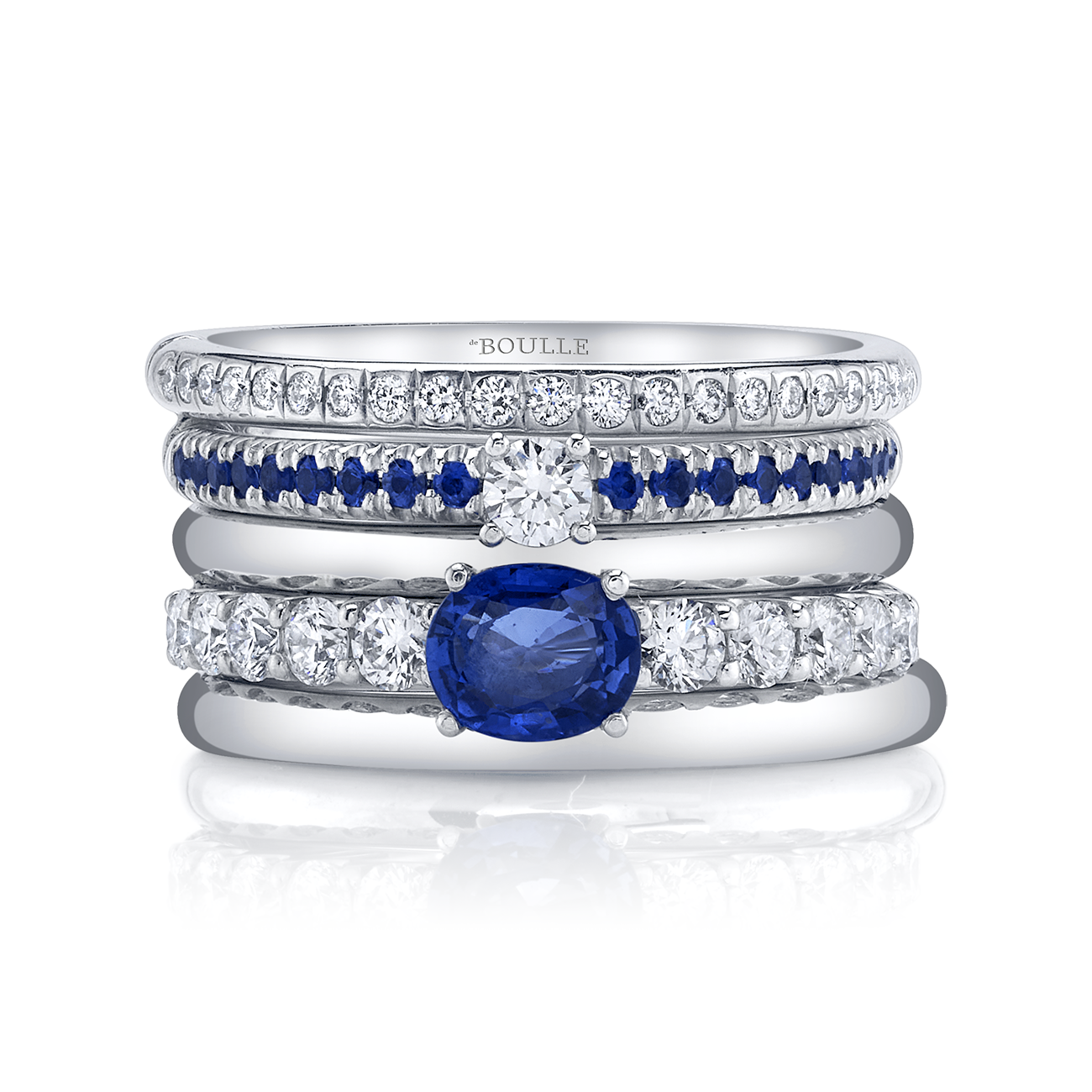 Cinq Ring with Sapphires and Diamonds