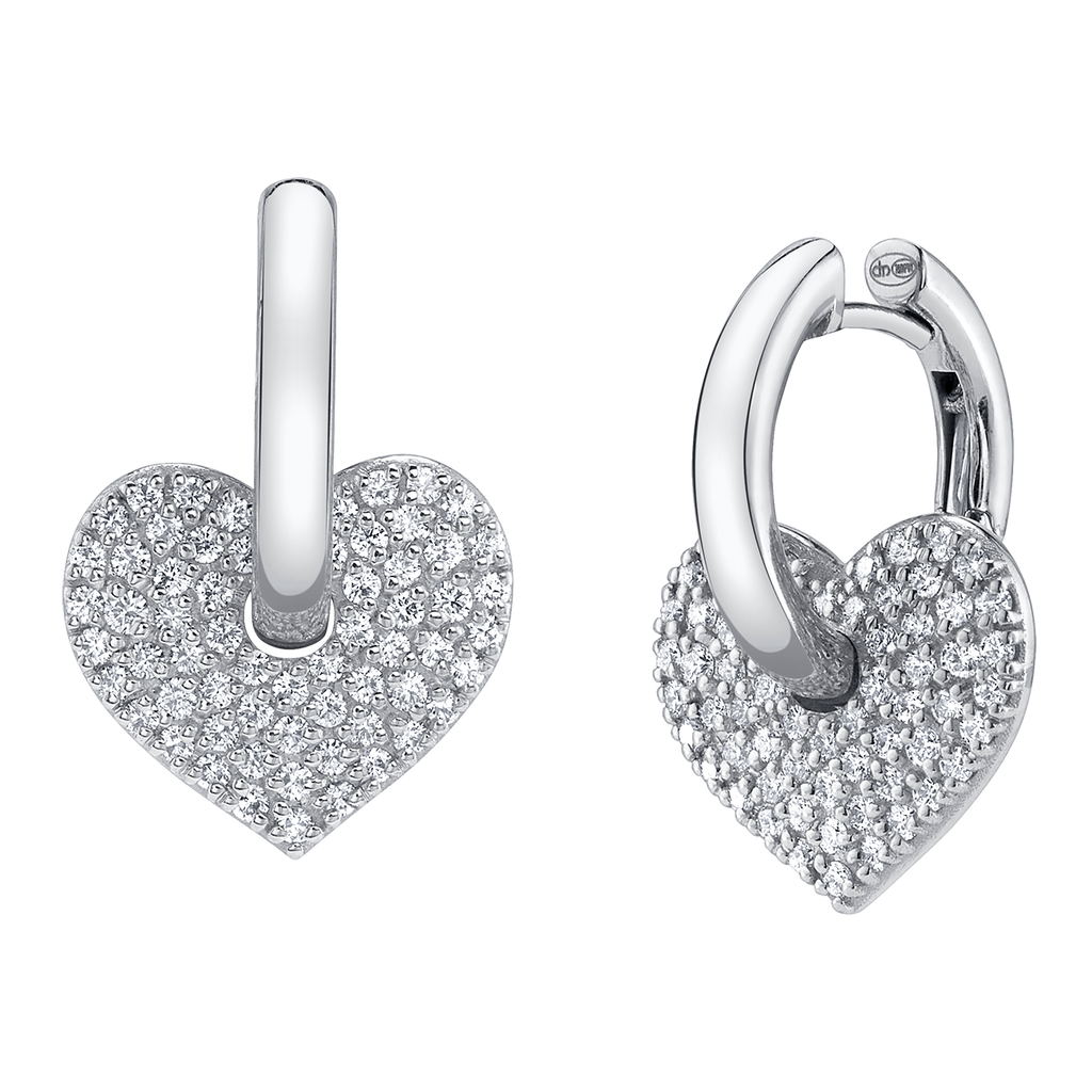 Two of Hearts Diamond Earrings in White Gold