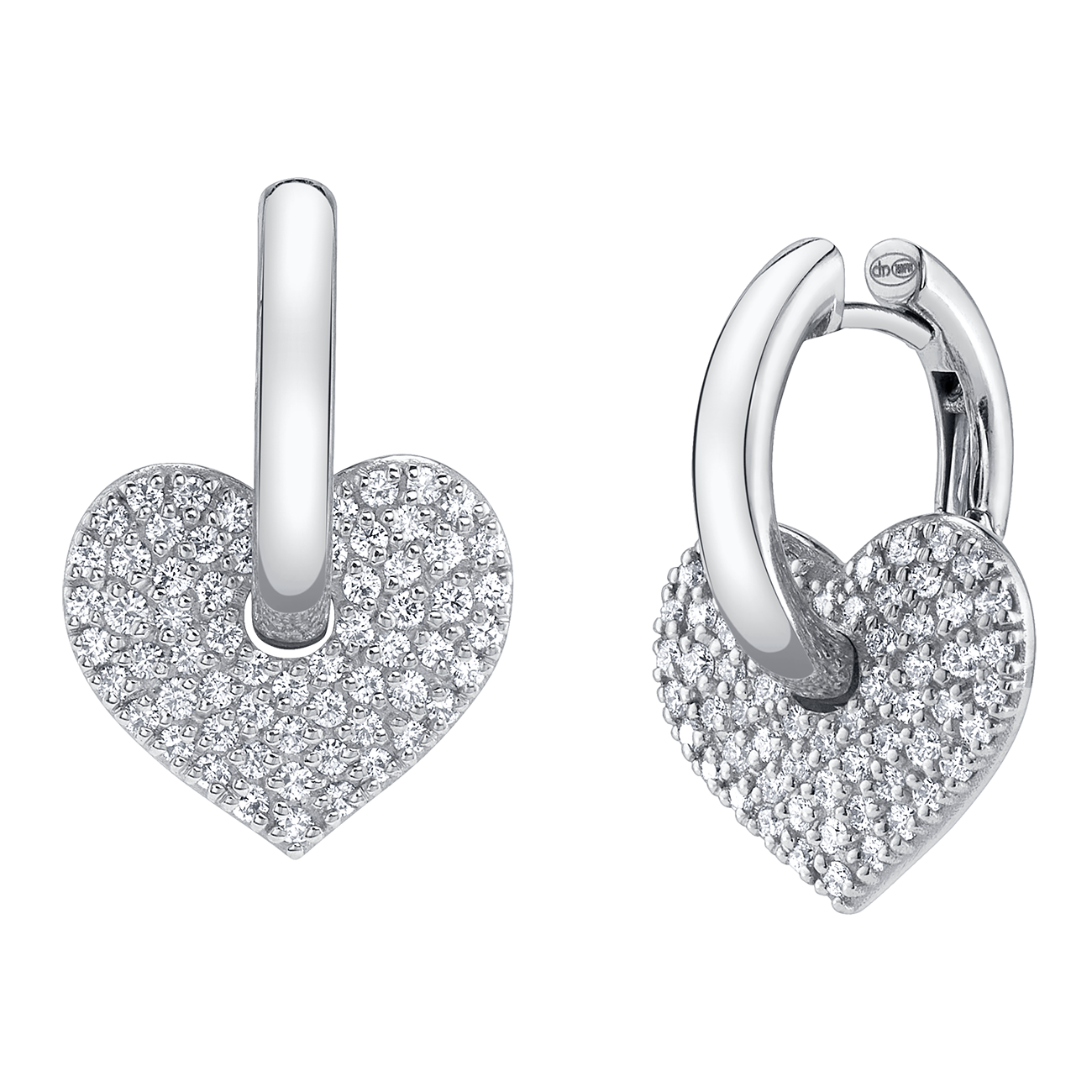 Two of Hearts Diamond Earrings in White Gold