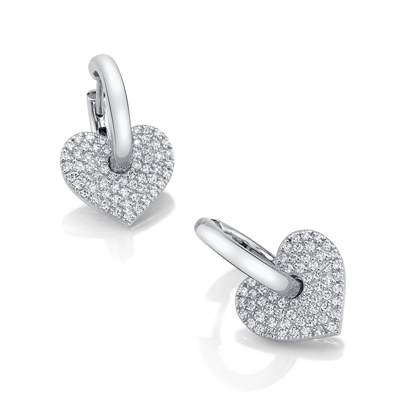 Two of Hearts Diamond Earrings in White Gold