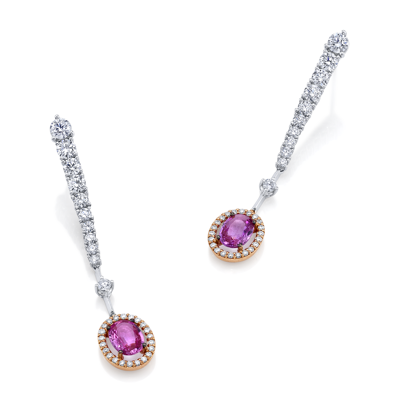 deBoulle Collection Pink Sapphire and Diamond Dangle Earrings