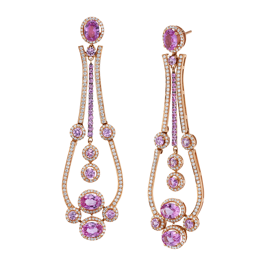 deBoulle Collection Pink Dangle Sapphire Earrings