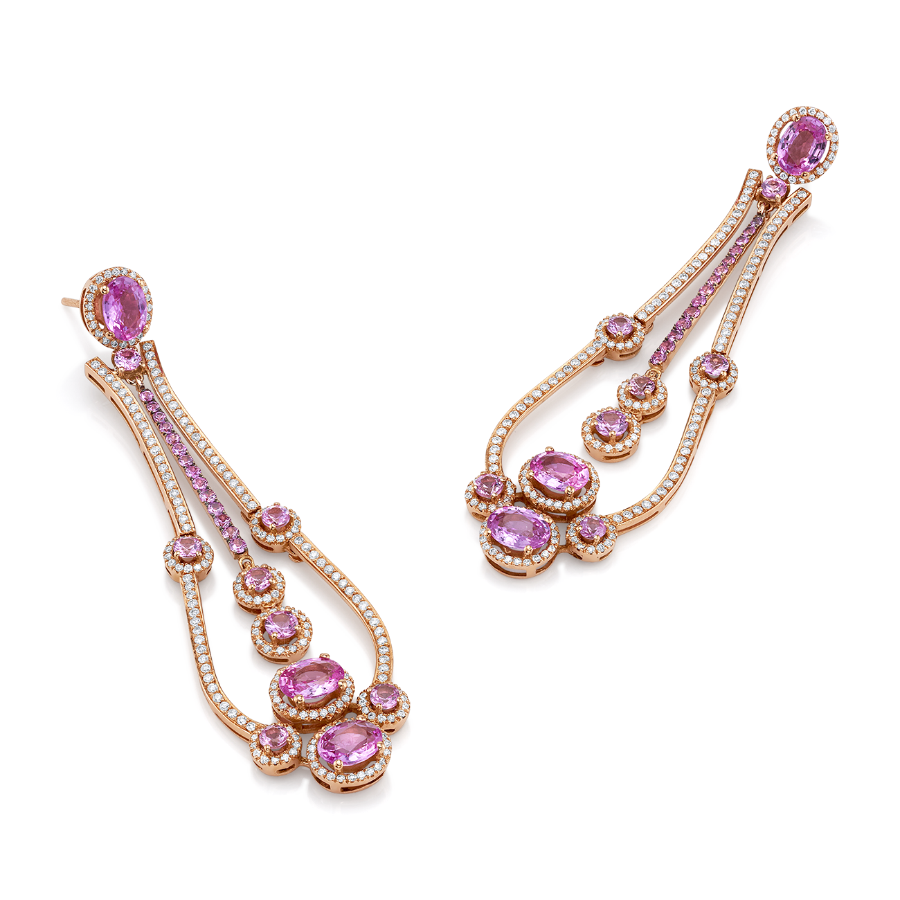 deBoulle Collection Pink Dangle Sapphire Earrings