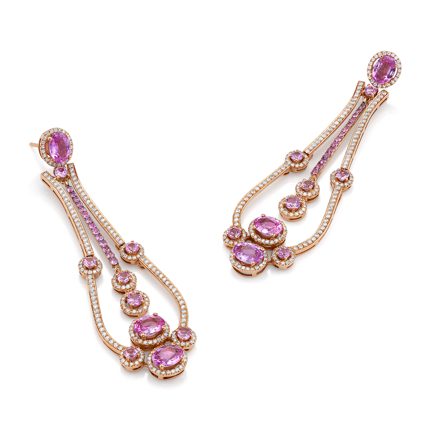 deBoulle Collection Pink Dangle Sapphire Earrings