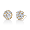 Round Diamond Cluster Earrings in Yellow Gold