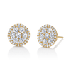 Round Diamond Cluster Earrings in Yellow Gold