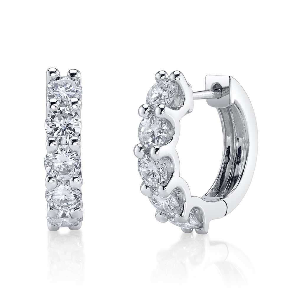 5 Stone Diamond Hoop Earrings