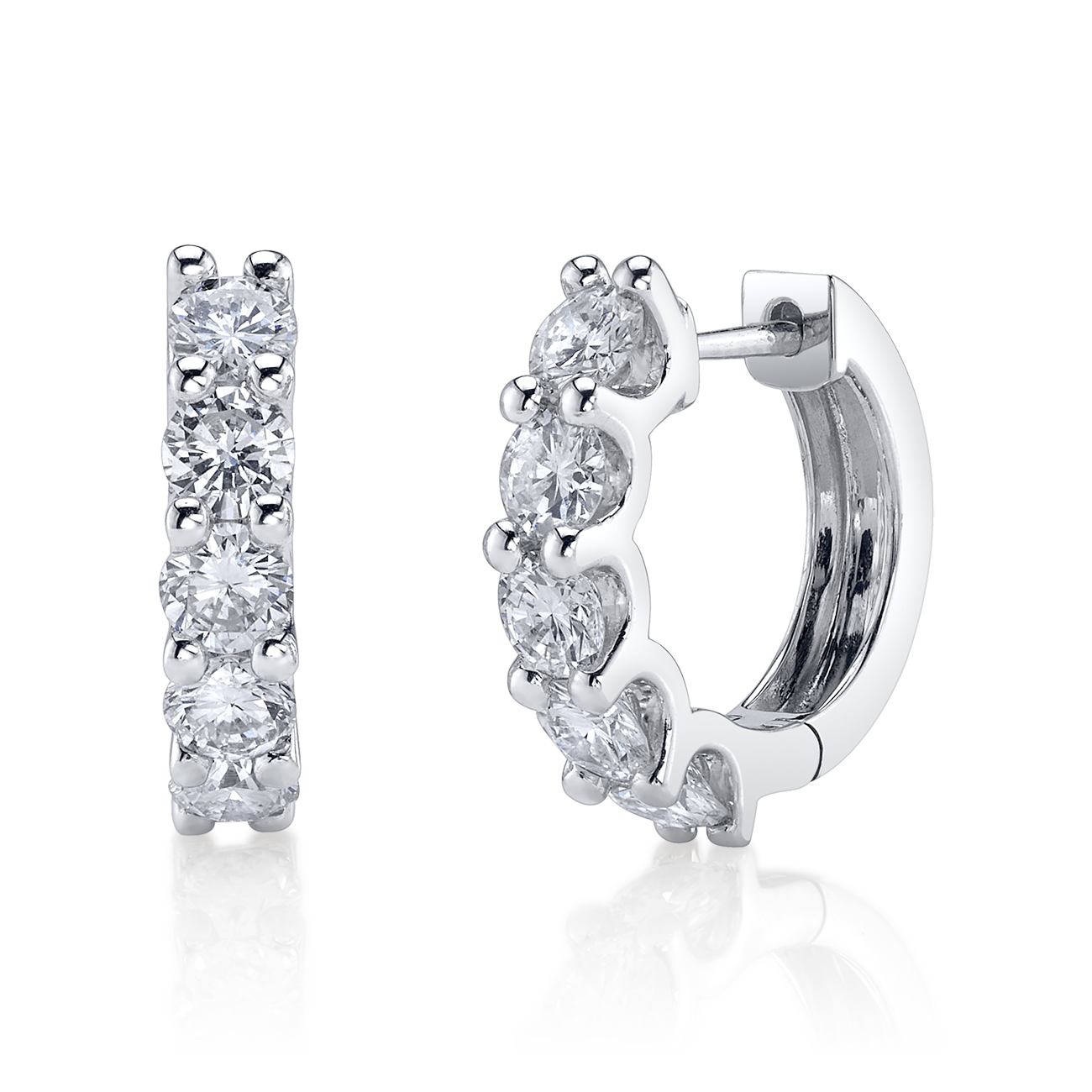 5 Stone Diamond Hoop Earrings