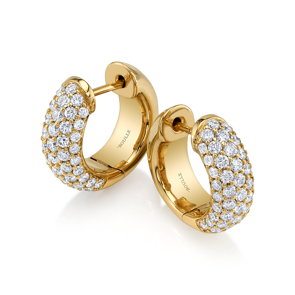 Micro Hoop Earrings with Diamonds in Yellow Gold