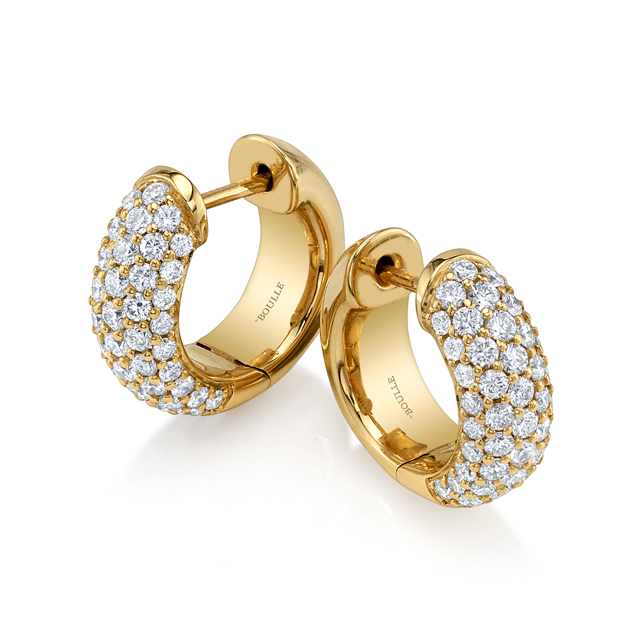 Micro Hoop Earrings with Diamonds in Yellow Gold