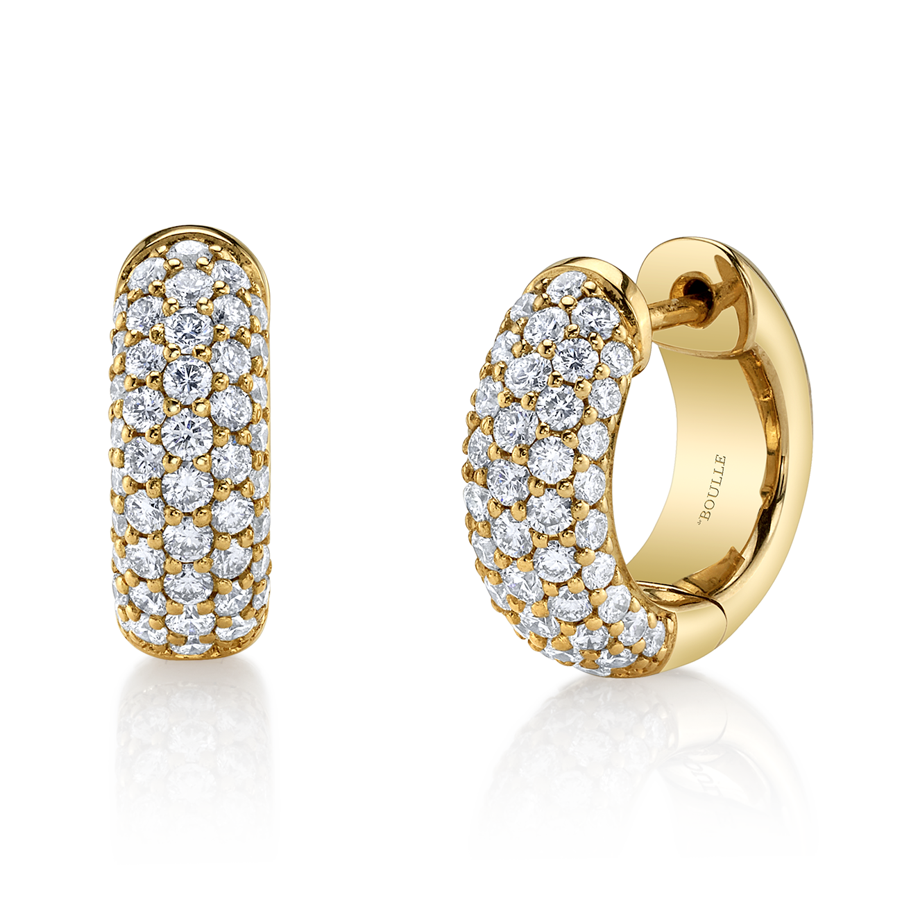 Micro Hoop Earrings with Diamonds in Yellow Gold